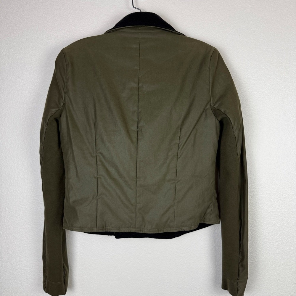 BCBGMAXAZRIA Emerson Dark Fatigue Olive Green Asymmetric Moto Jacket Small - Picture 3 of 6